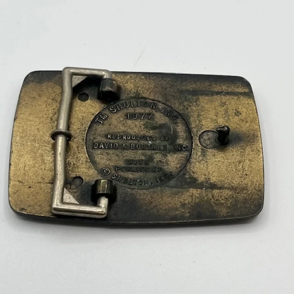 Vintage 1977 Americas Cup Sailing Belt Buckle David A Bortner Shulton Brass Tone